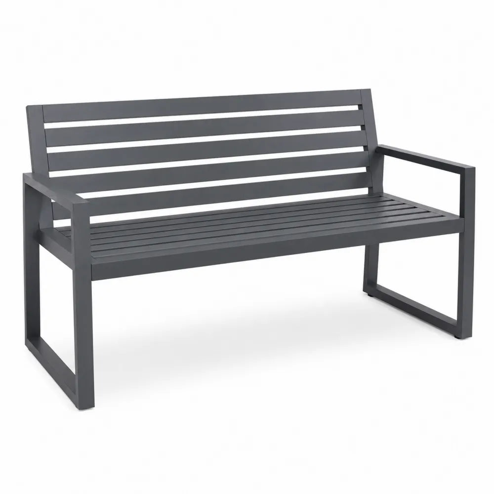 Panchina in alluminio grigio per esterni 130x50x80 cm