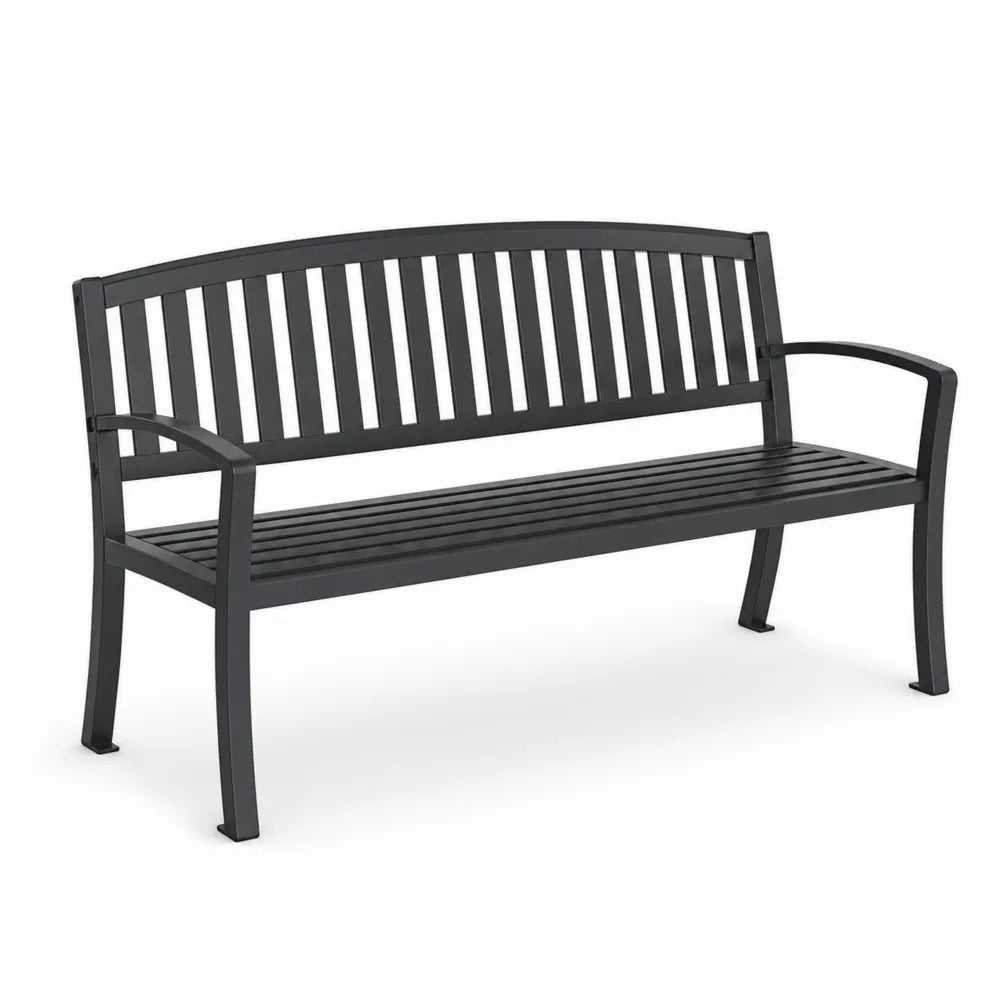 Panchina da giardino in metallo verniciato a polvere nero