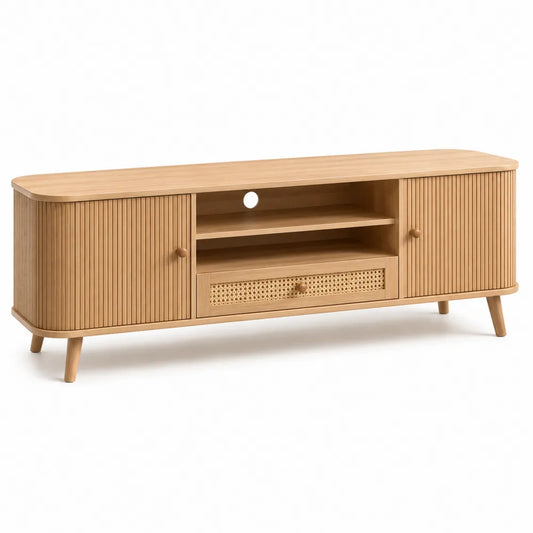 Mobile TV in Legno di Quercia e Rattan