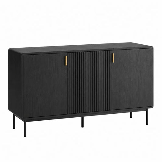 Credenza in legno nero con maniglie dorate