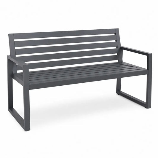 Panchina in alluminio grigio per esterni 130x50x80 cm