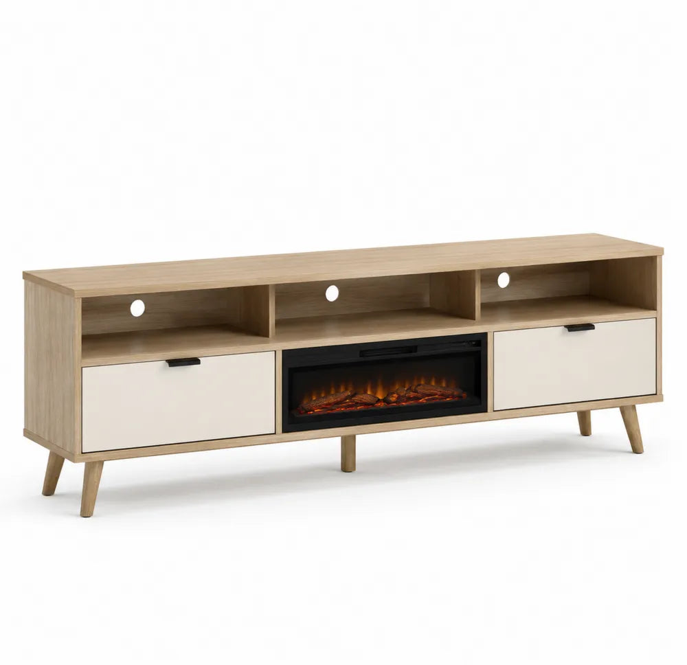 Mobile TV in Legno con Camino Elettrico Decorativo 180x40x50 cm