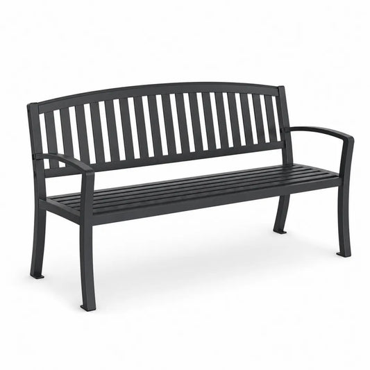 Panchina da giardino in metallo verniciato a polvere nero