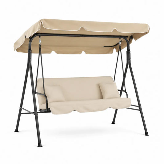 Dondolo da Giardino in Metallo e Tessuto Beige